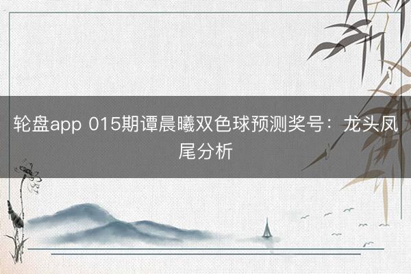 轮盘app 015期谭晨曦双色球预测奖号：龙头凤尾分析