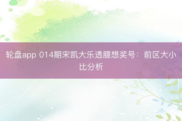 轮盘app 014期宋凯大乐透臆想奖号：前区大小比分析