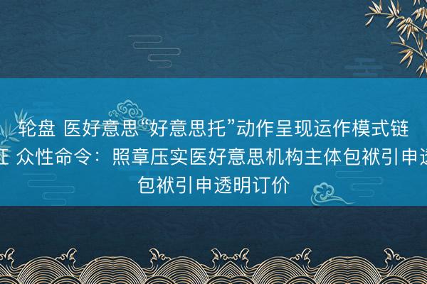 轮盘 医好意思“好意思托”动作呈现运作模式链条化特征 众性命令：照章压实医好意思机构主体包袱引申透明订价