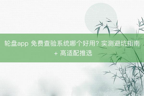 轮盘app 免费查验系统哪个好用? 实测避坑指南 + 高适配推选