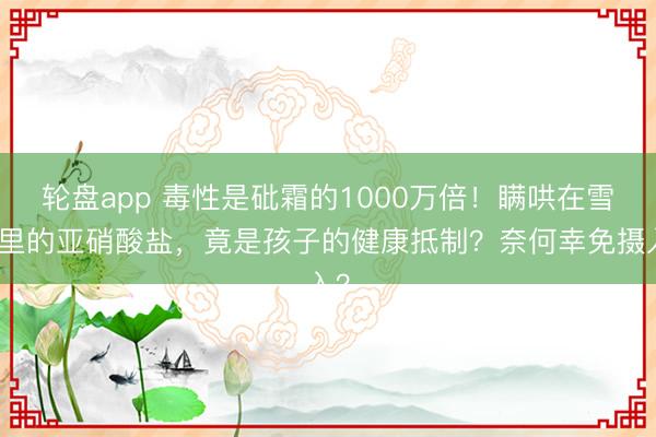 轮盘app 毒性是砒霜的1000万倍!瞒哄在雪柜里的亚硝酸盐,竟是孩子的健康抵制?奈何幸免摄入?