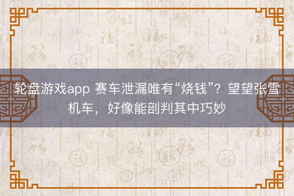 轮盘游戏app 赛车泄漏唯有“烧钱”？望望张雪机车，好像能剖判其中巧妙
