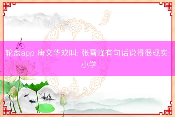 轮盘app 唐文华欢叫: 张雪峰有句话说得很现实: 小学