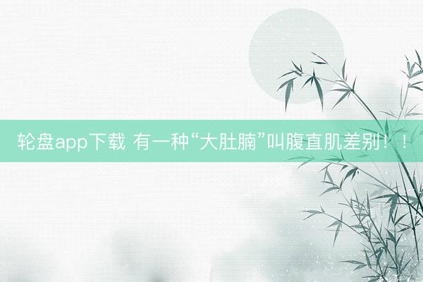 轮盘app下载 有一种“大肚腩”叫腹直肌差别！！