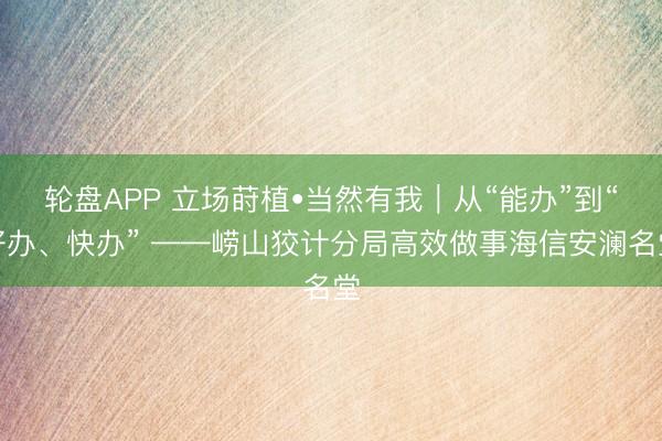 轮盘APP 立场莳植•当然有我｜从“能办”到“好办、快办” ——崂山狡计分局高效做事海信安澜名堂