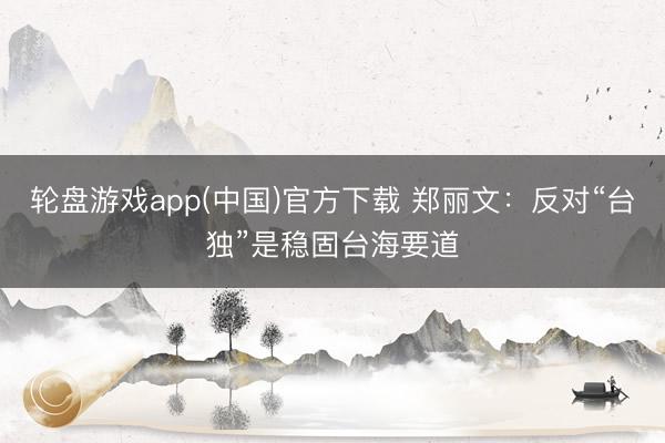 轮盘游戏app(中国)官方下载 郑丽文：反对“台独”是稳固台海要道