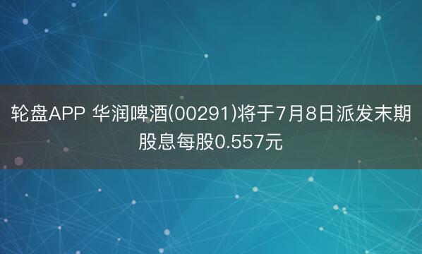 轮盘APP 华润啤酒(00291)将于7月8日派发末期股息每股0.557元