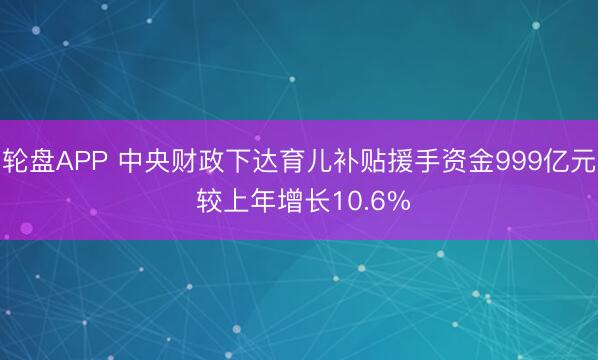 轮盘APP 中央财政下达育儿补贴援手资金999亿元 较上年增长10.6%