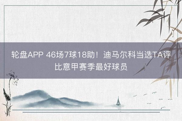 轮盘APP 46场7球18助！迪马尔科当选TA评比意甲赛季最好球员