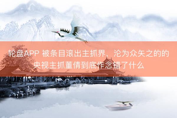 轮盘APP 被条目滚出主抓界，沦为众矢之的的央视主抓董倩到底作念错了什么