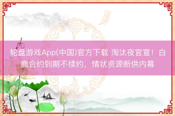 轮盘游戏App(中国)官方下载 淘汰夜官宣！白鹿合约到期不续约，情状资源断供内幕