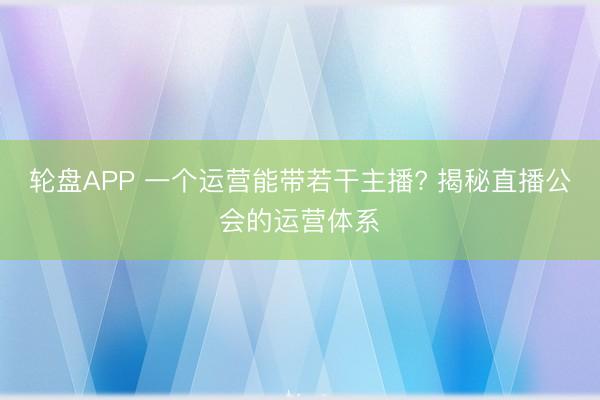 轮盘APP 一个运营能带若干主播? 揭秘直播公会的运营体系